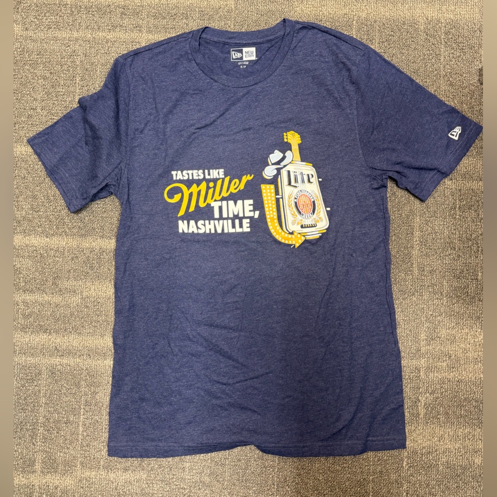 Unisex Blue Heather Nashville Miller Lite T-Shirt | size Small
